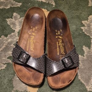 Papillio Textured Black Slide Sandals